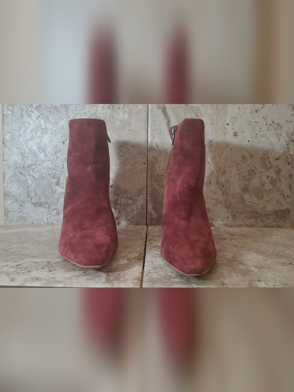 Vince Camuto Burgundy Suede Pointed Ankle Booties